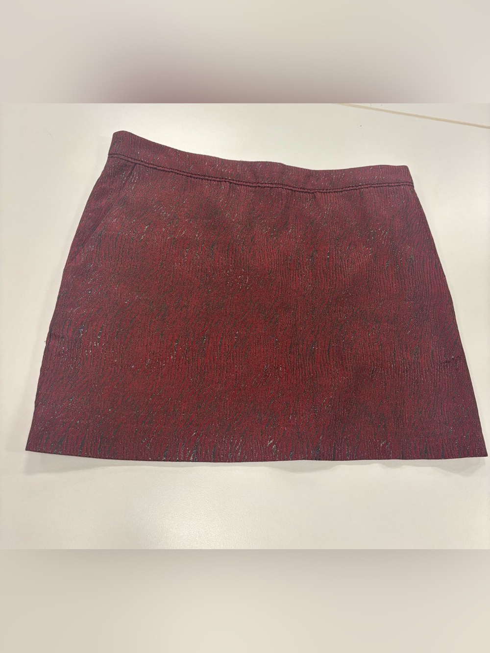 Sandro Burgundy Metallic-Thread Mini Skirt Size 2